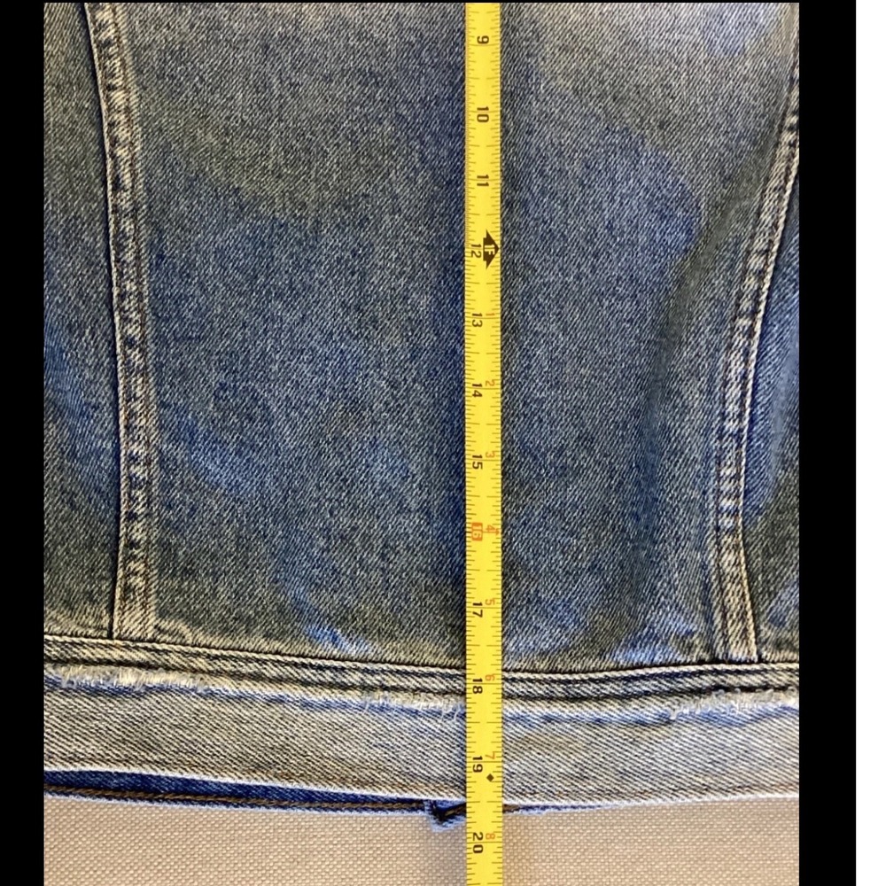 NSF Womens Blue Ombre Distressed Denim Trucker Jacket Made in USA Small Faded - Picture 10 of 11